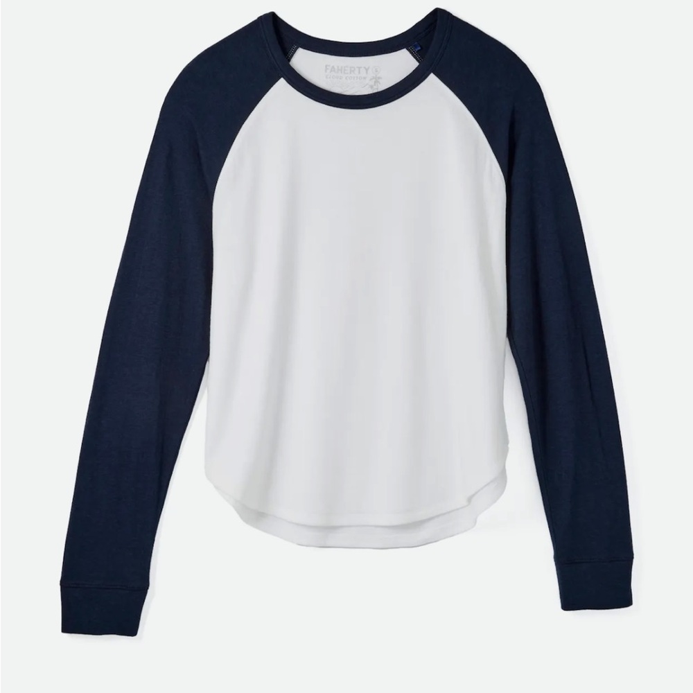 Faherty Cloud Long-sleeve Baseball Tee in Navy